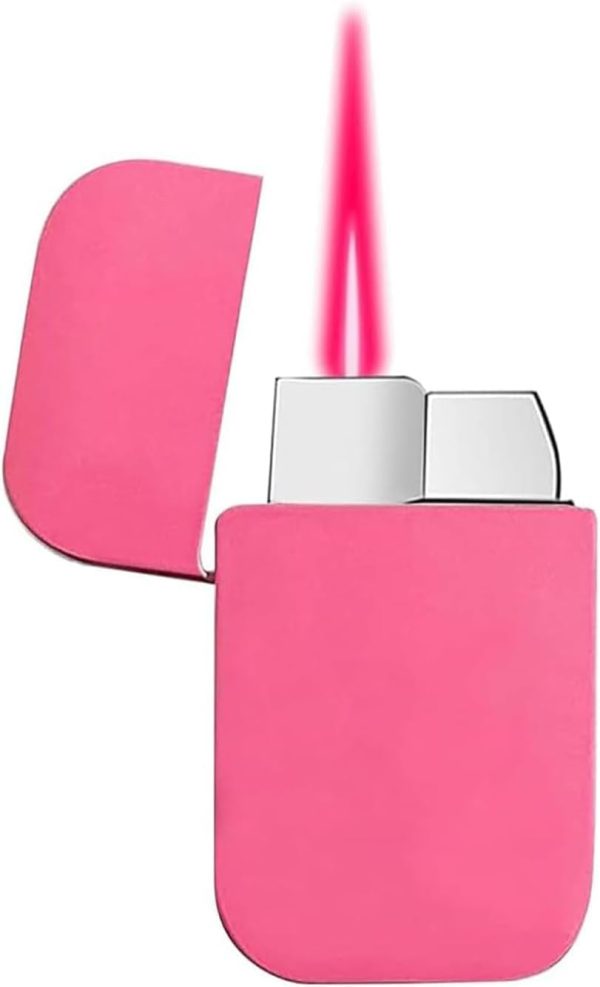 Torch Lighter, Pink Flame Lighter, Cute Pink Glitter Torch Windproof Cool Lighter, Metal Refillable Butane Lighter, Outdoor, Indoor, Camping, Candle, Birthday, Gift (Without Butane)