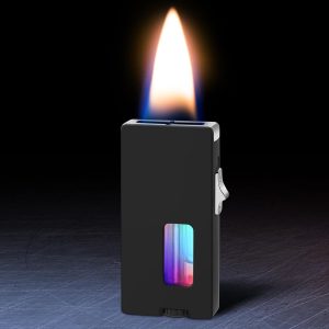 Cool Lighters for Men, Butane Refillable Lighter, Vintage Lighters with Unique Shake Ignition, Visible Gas Tank, Adjustable Wide Flat Soft Flame Lighter, Novelty Gifts Idea for Men Women, No Fuel